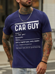 Humorous text print round neck short sleeve cotton T-shirt