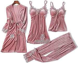 Women Sexy Velvet Pajamas Sets 4 pcs ( Hot Sale -30% OFF+Free Shipping)