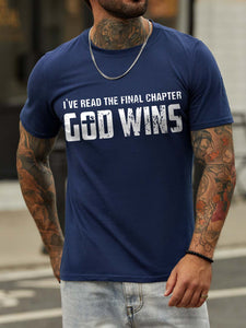 I've Read The Final Chapter God Wins Crew Neck Cotton Blends Short Sleeve T-shirt