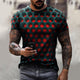 3D Graphic Printed Short Sleeve Shirts Optical Illusion Circles