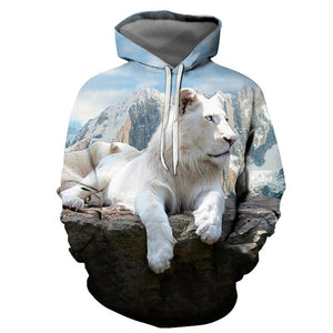 3D Graphic Printed Hoodies Small lion