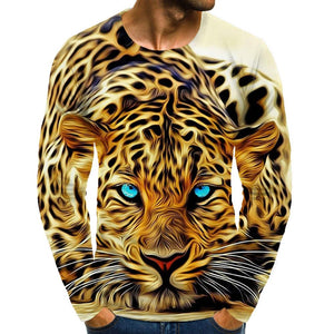 3D Graphic Printed Long Sleeve Shirts Tiger