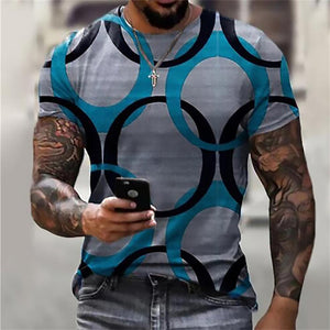 3D Graphic Printed Short Sleeve Shirts Circle Graphic Prints