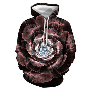 3D Graphic Printed Hoodies Flower