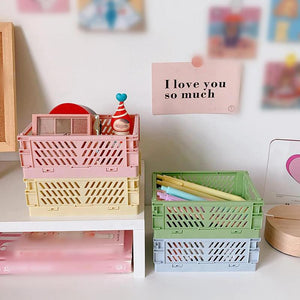 Mini Collapsible Plastic Crate Storage Box